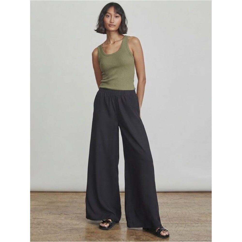 Elizabeth and James Black Wide-Leg Dress Pants Elastic Waist XL Minimal Relaxed